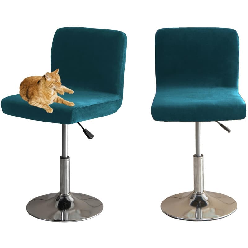Housse de Chaise de Bar en Velours Turquoise - 2 Pièces - Image 1