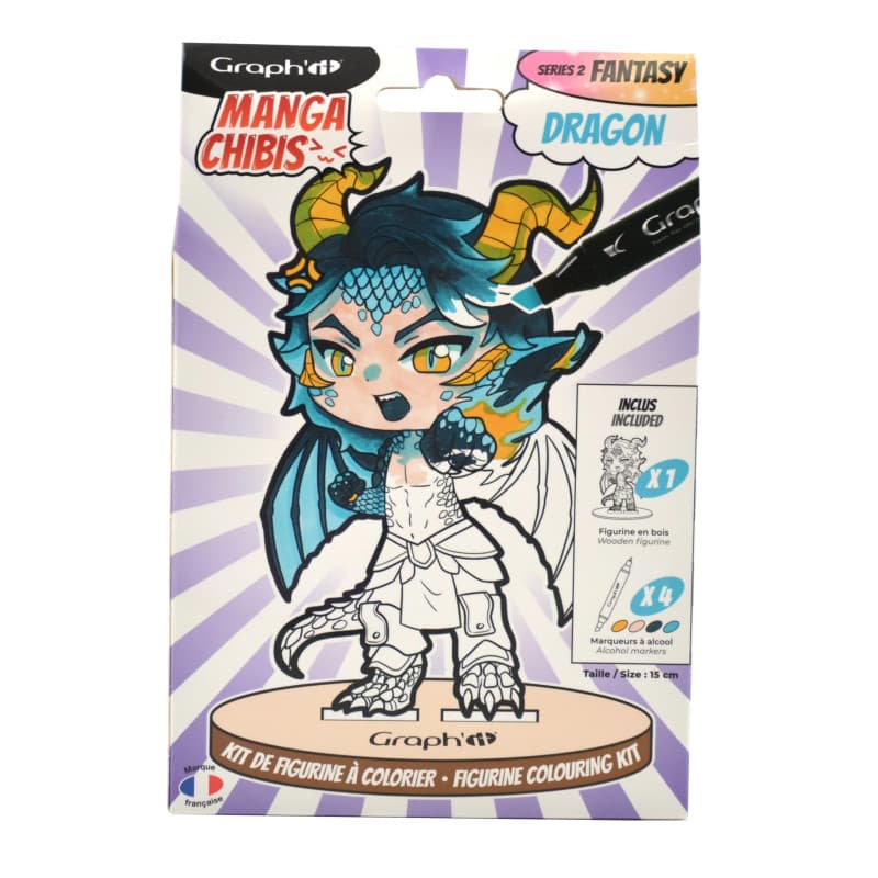 Kit Coloriage Dragon à Personnaliser - GRAPH'IT Chibis - Image 1