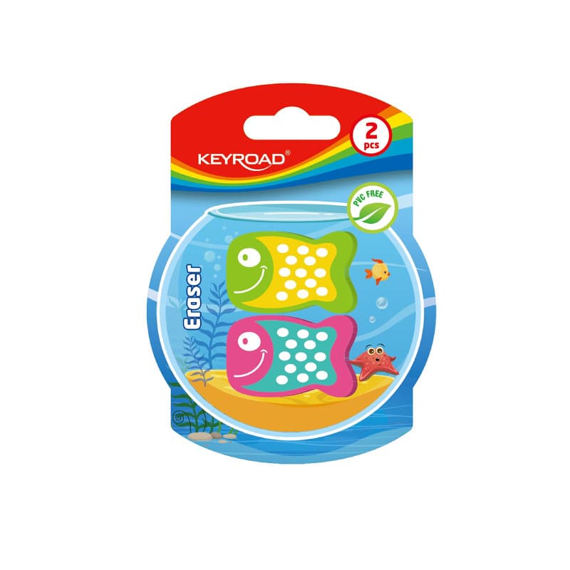 Lot de 2 gommes poisson multicolores - KEYROAD - Image 1