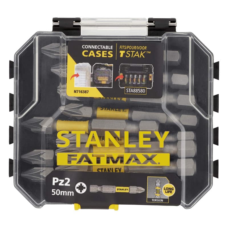 Coffret 10 Embouts de Vissage Pz2 50 mm STANLEY FATMAX - Image 1