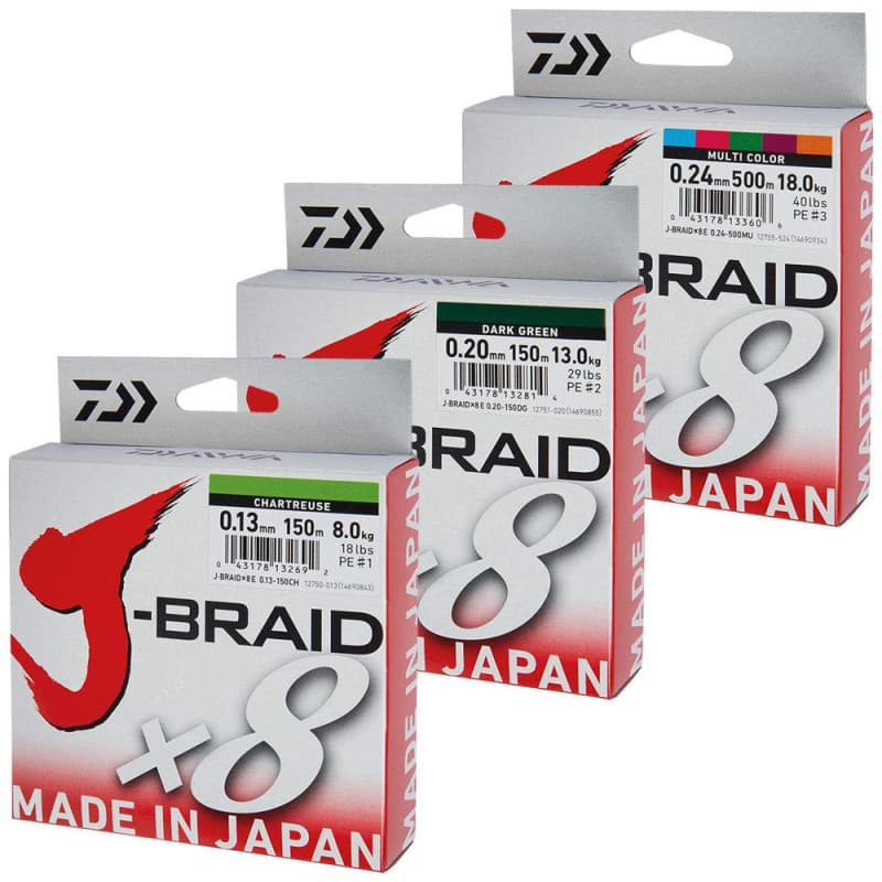 Tresse de pêche Daiwa J-Braid 8X 0.24mm 300m Vert Foncé - Image 1