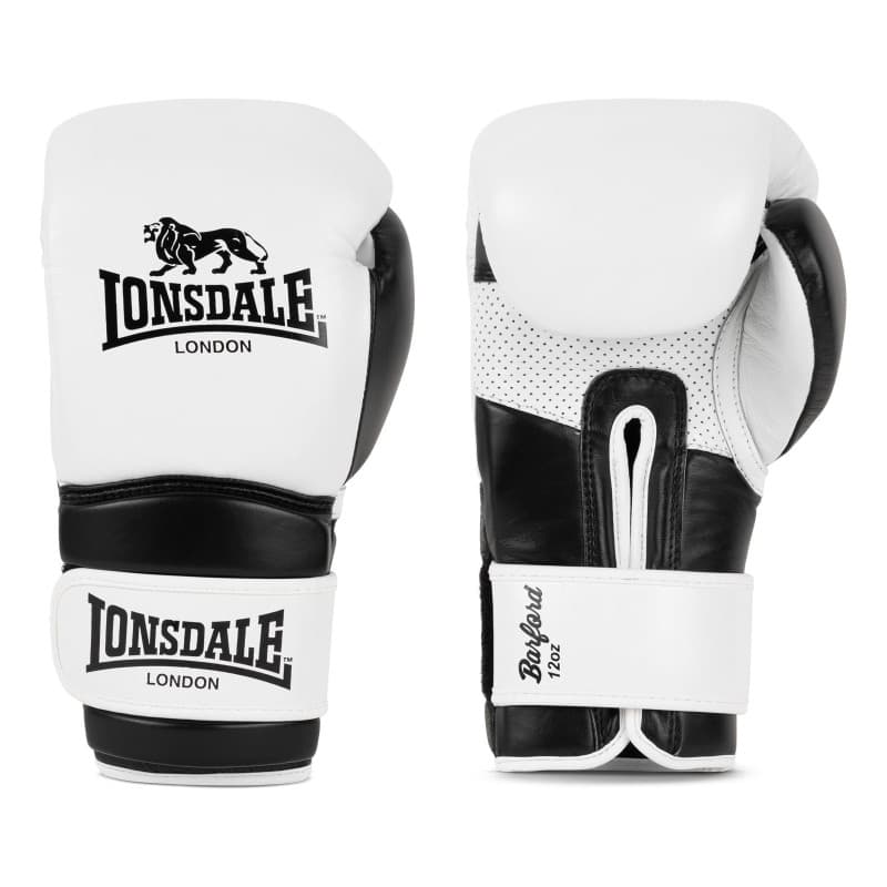 Gants de Boxe Lonsdale Barford en Cuir Blanc et Noir - Image 1