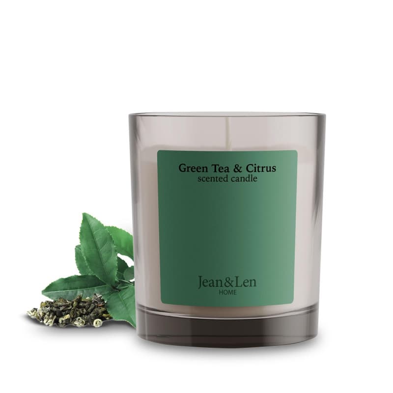 Bougie Parfumée Green Tea & Citrus - Jean & Len, 195 g, Végan - Image 1