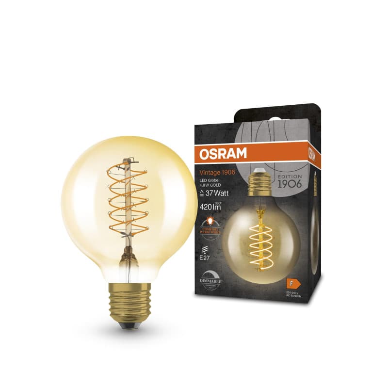 Lampe LED Vintage Dorée OSRAM 1906 E27 Dimmable 4,8W - Image 1