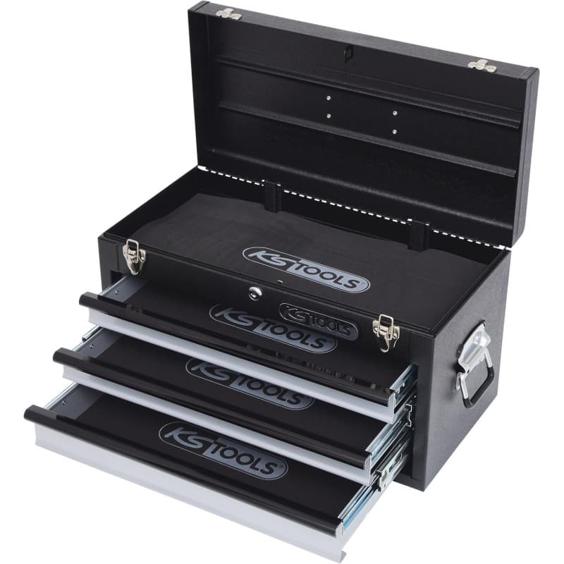Coffre à outils en métal noir avec 3 tiroirs - KS TOOLS - Image 1