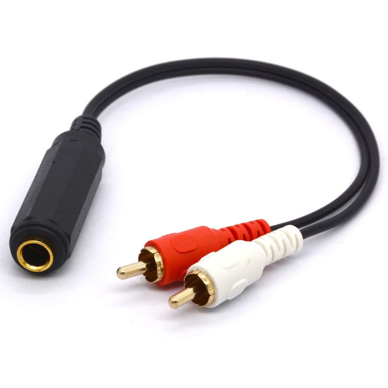 Câble Audio 6,35 mm vers RCA Plaqué Or - 25 cm - Image 1