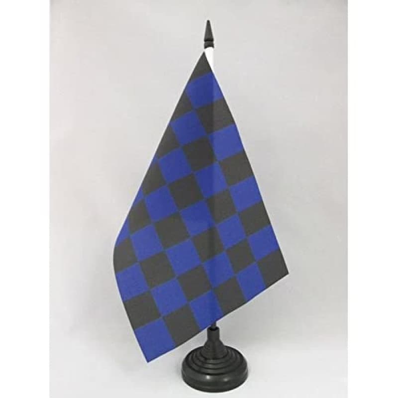 Drapeau de Table Damier Noir et Bleu 21x14 cm - AZ FLAG - Image 1