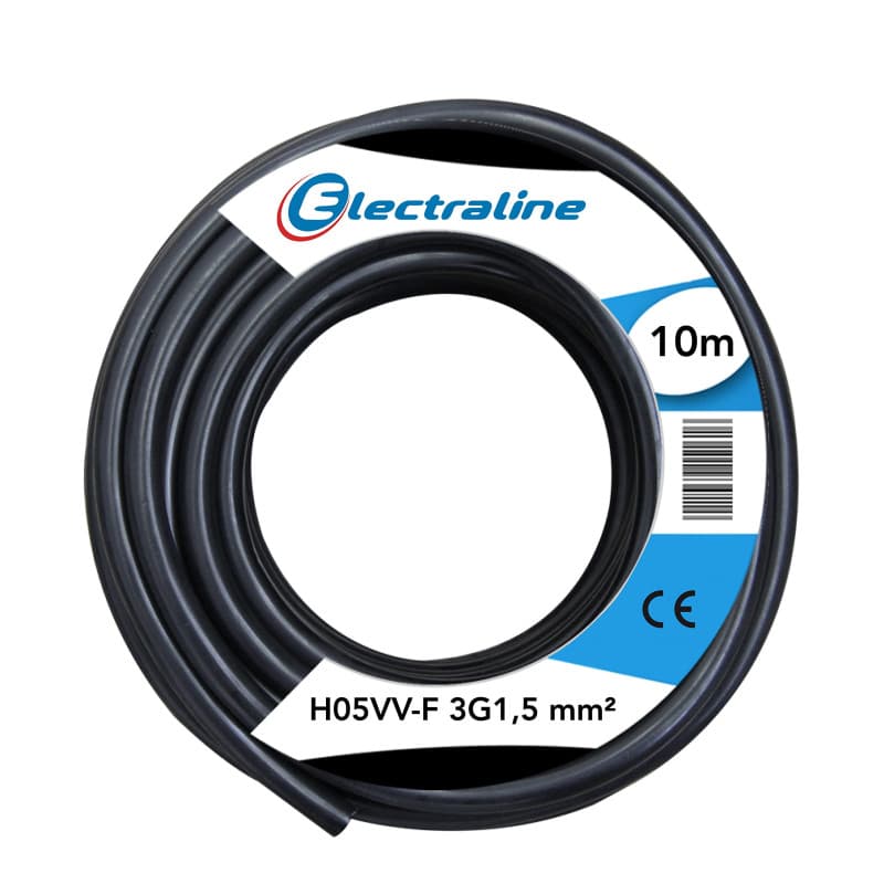 Couronne de Câble Electraline H05 VV-F 3G1,5 10M Noir - Image 1