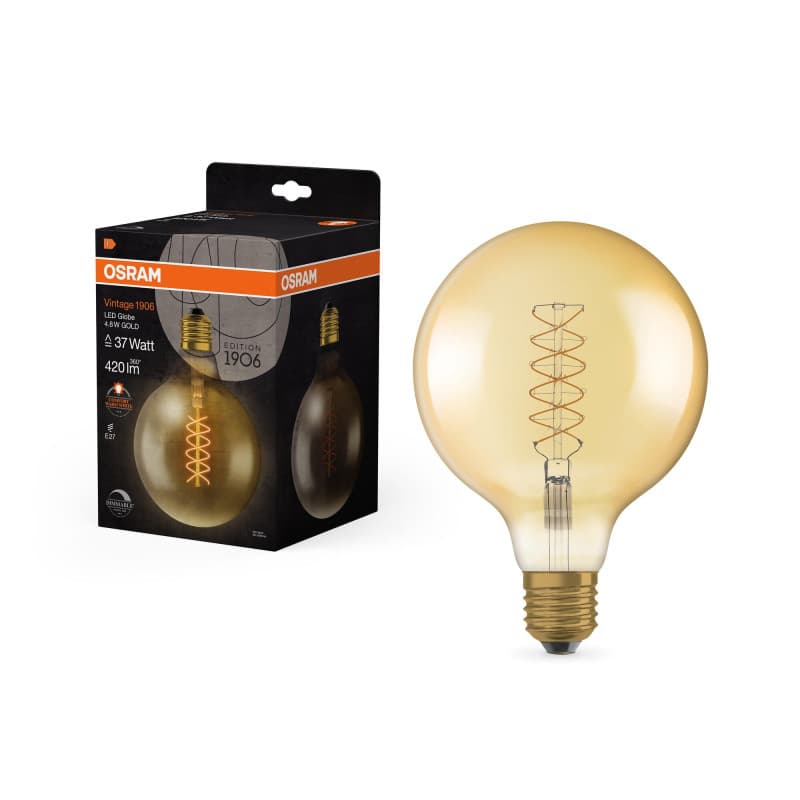 Ampoule LED Vintage Osram 4.8W Dimmable Dorée E27 125mm - Image 1