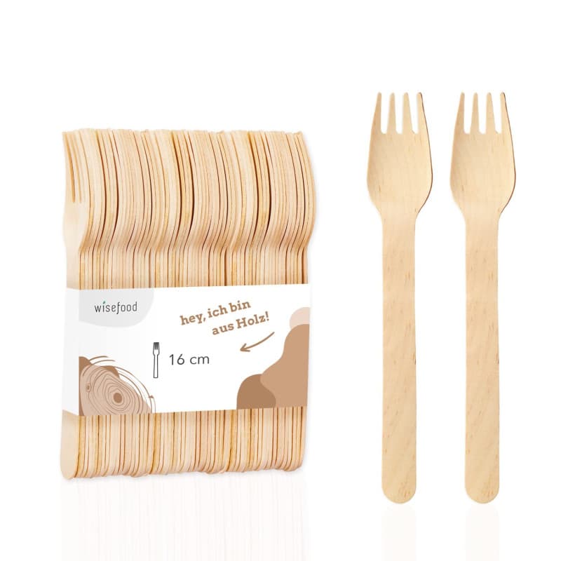 Lot de 20 fourchettes en bois biodégradables - Wisefood - Image 1