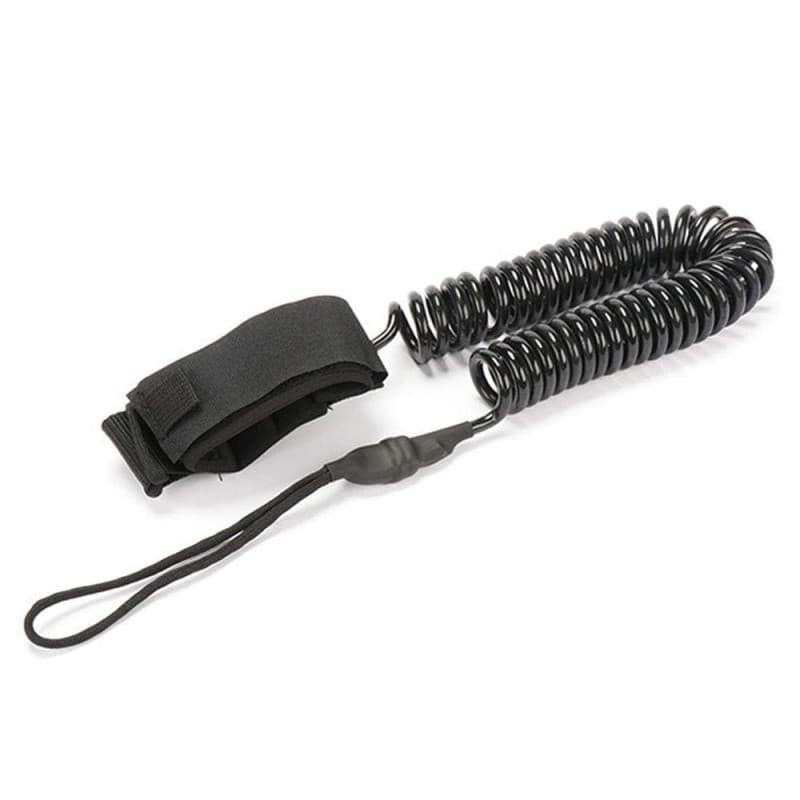 Laisse de Surf Enroulée POFET - 10,8 Pieds, 6 mm, Noir - Image 1