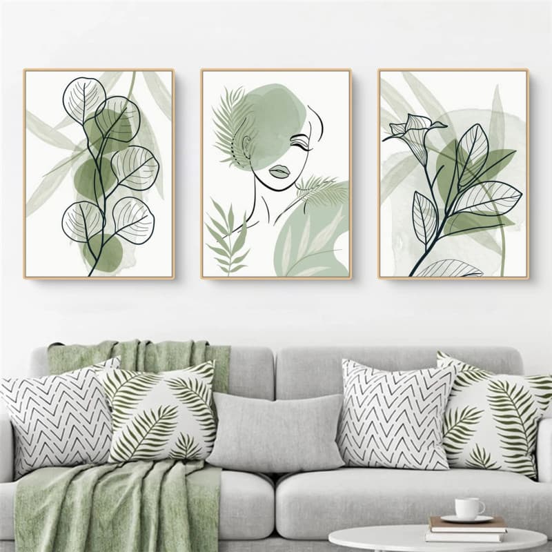 Lot de 3 posters abstraits feuilles vertes - Sarah Duke - Image 1