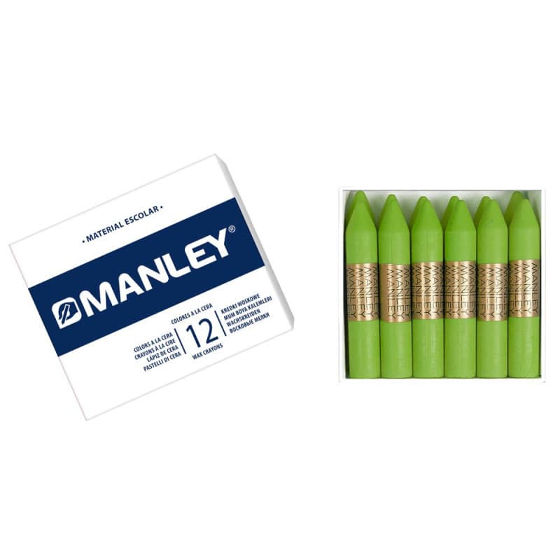 Lot de 12 Crayons de Cire Manley - Vert et Jaune - Image 1
