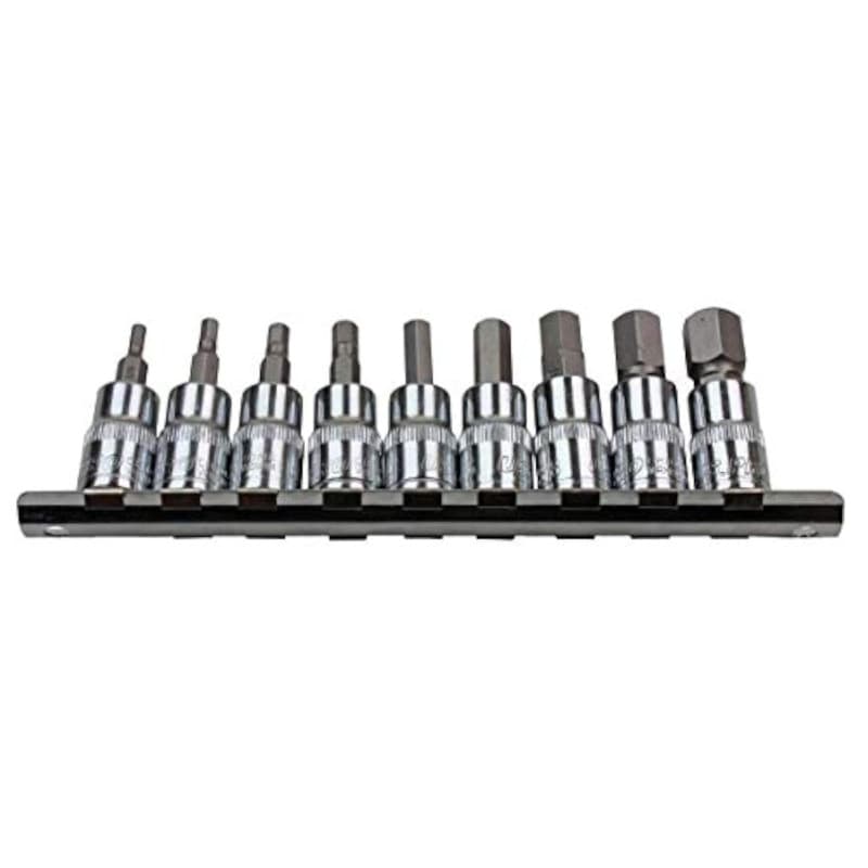 US PRO Lot de 9 Douilles Hexagonales 3/8" SAE - Argenté - Image 1
