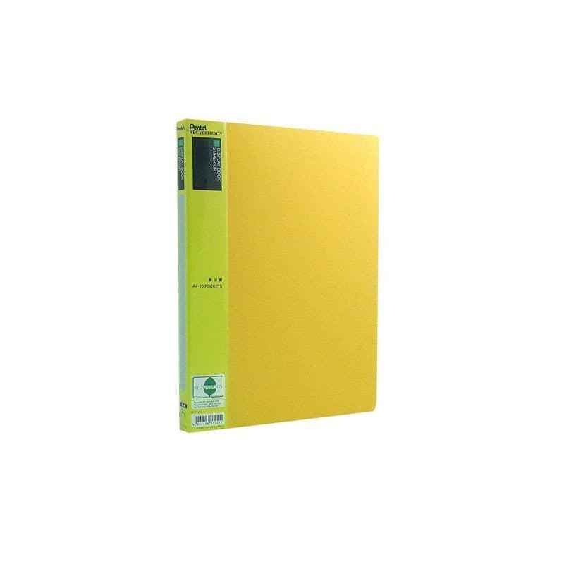 Porte-vues A4 Pentel Jaune - 20 Pochettes Anti-reflets - Image 1
