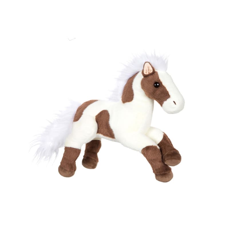 Peluche Cheval Allongé Gipsy - 40 cm Marron et Blanc - Image 1