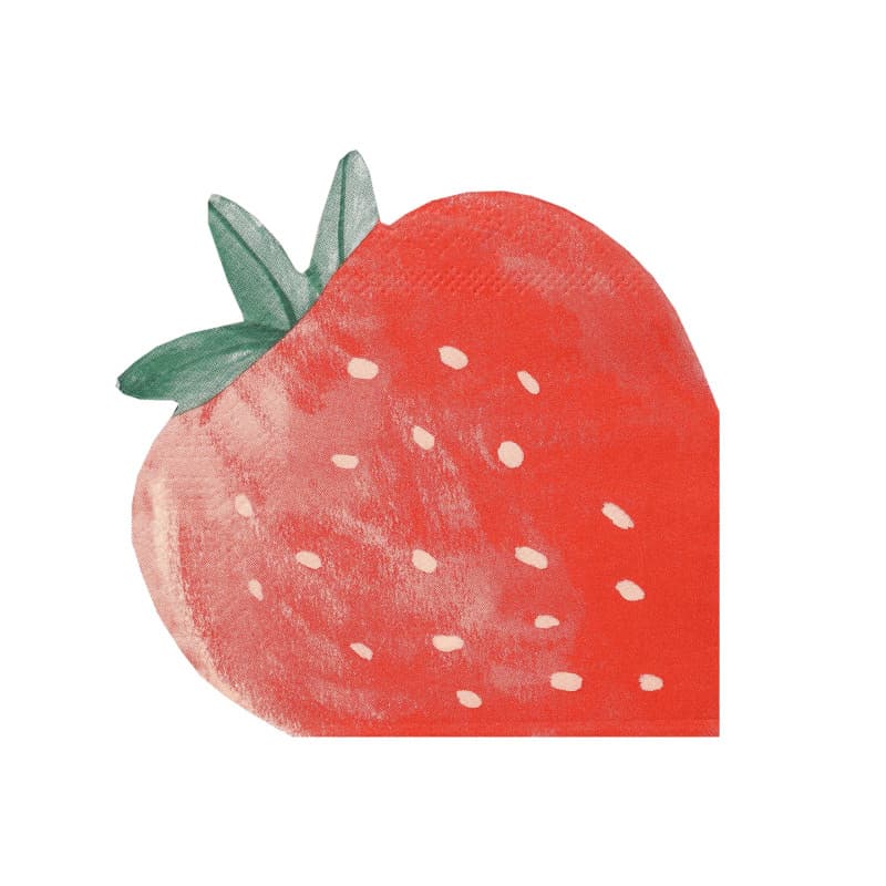 Lot de 20 serviettes jetables fraise pour fêtes - 25 cm - Image 1