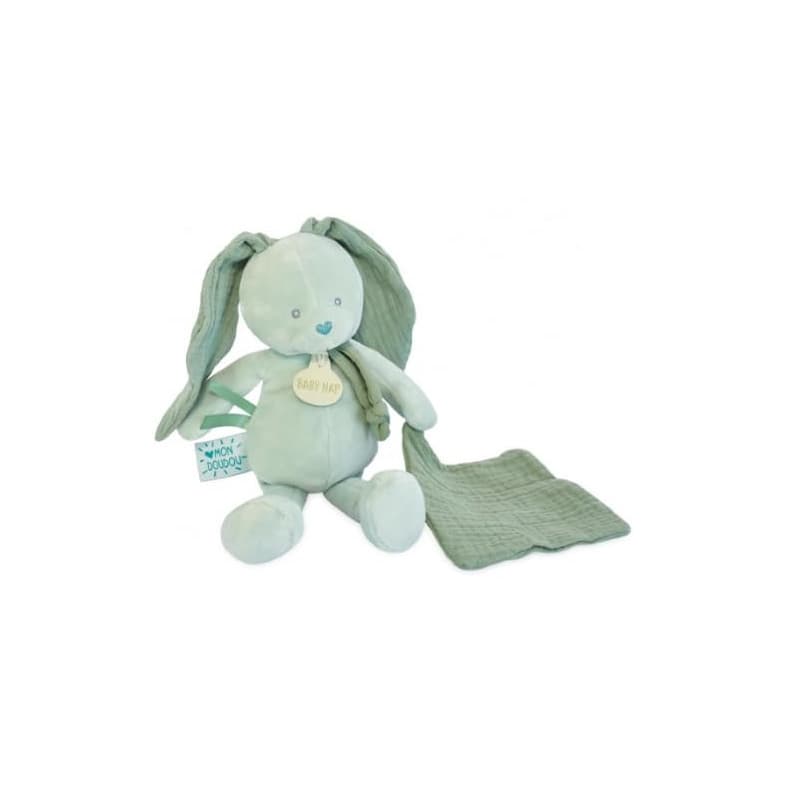 Pantin Lapin Doudou Vert Sauge - Peluche Bébé Douce - Image 1