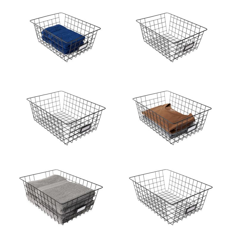 Lot de 6 paniers de rangement en fil métallique - Noir - Image 1