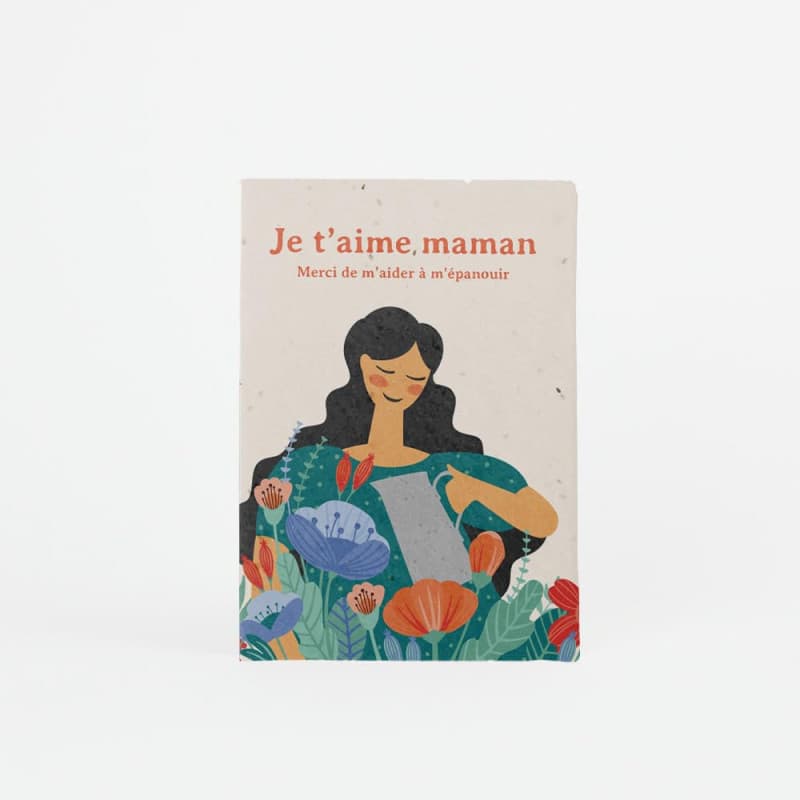 Carte Plantable Je t’aime Maman avec Graines de Fleurs - Image 1