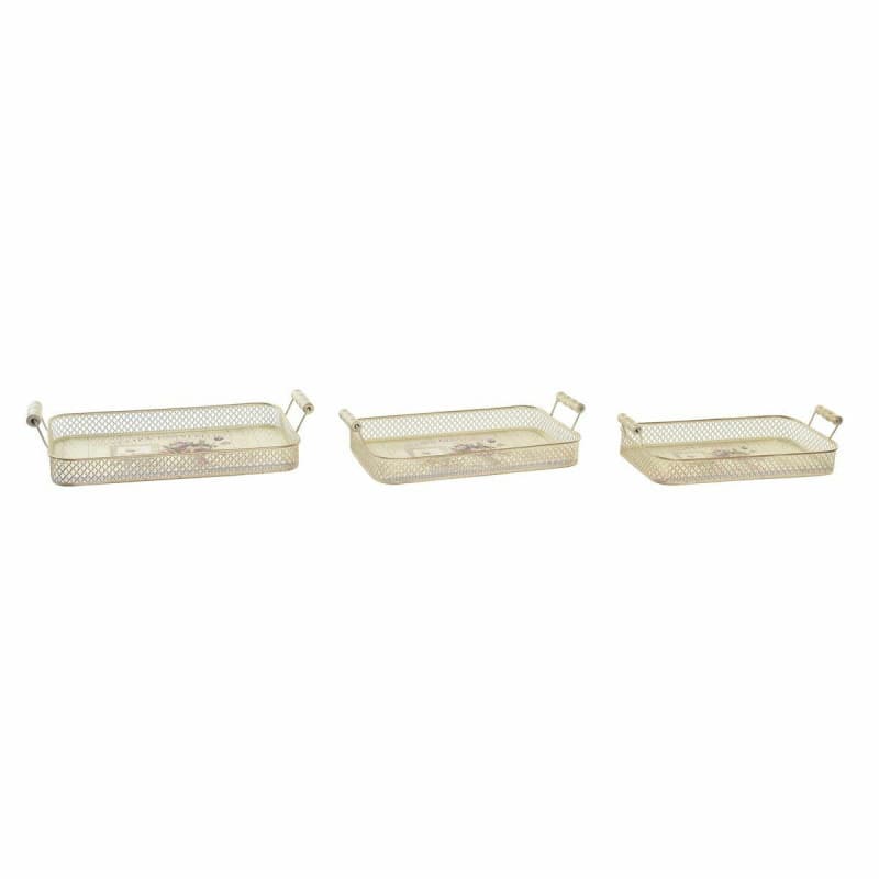 Jeux de plateaux DKD Home Decor Rose Métal Aluminium 8 cm 40 x 21 x 8 cm (3 Unités) - Image 1