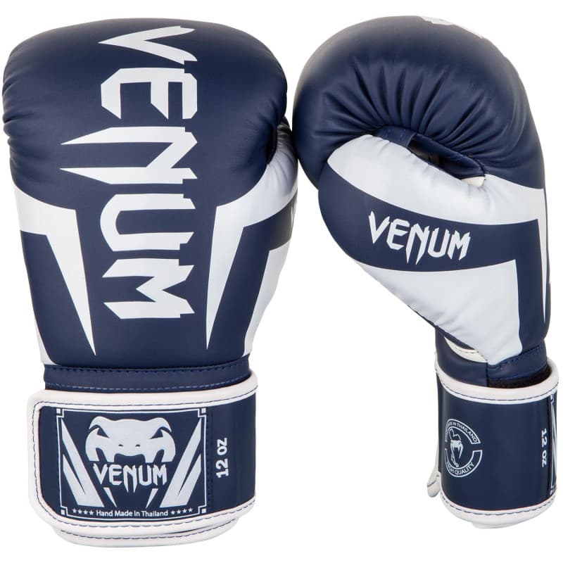 Gants de Boxe Venum Elite - Blanc et Bleu Marine - 16 oz - Image 1