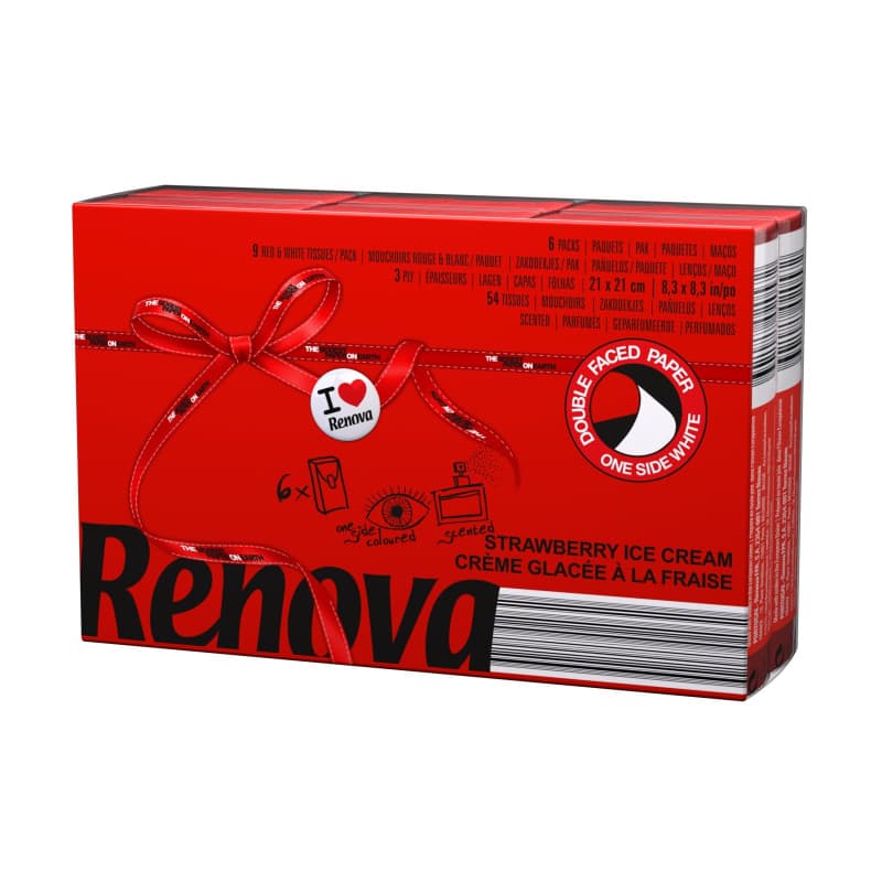 Mouchoirs de poche parfumés Red Label - Lot de 6 Renova - Image 1