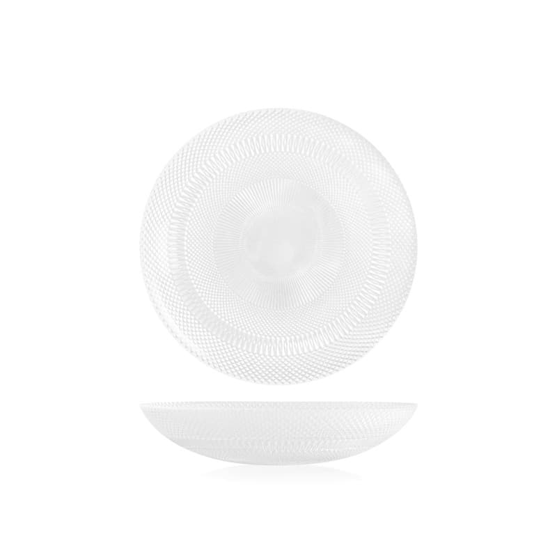Assiette Creuse en Verre Transparent H&H - 20 cm - Image 1