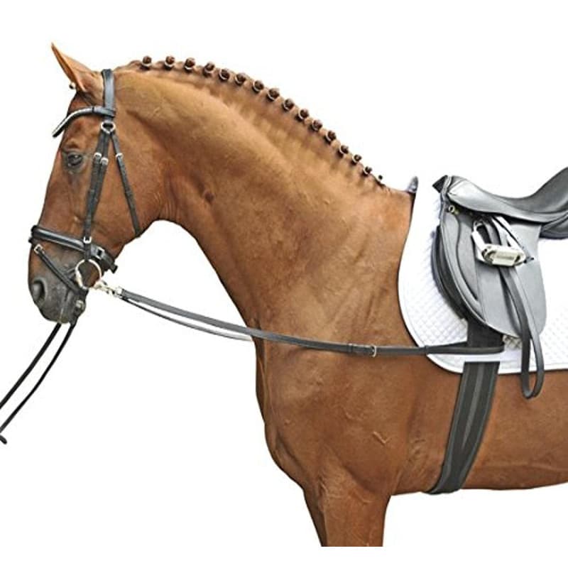 Rênes Fixes Noires pour Chevaux Pur-Sang - HKM - Image 1