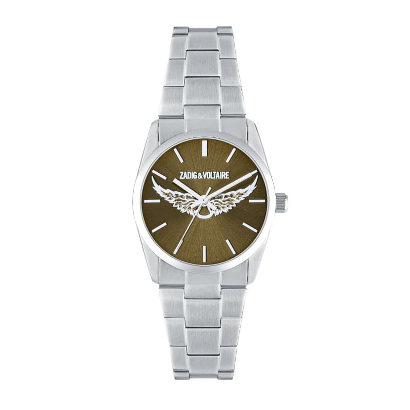 Montre Zadig&Voltaire 33 Wings Kaki en Acier Argenté - Image 1