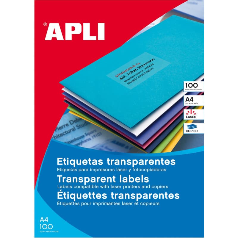 Étiquettes Transparentes Apli 99.1 x 38.1 mm - Pack de 100 - Image 1