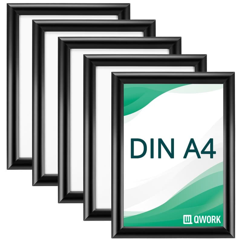 Lot de 5 Cadres Clic-Clac A4 en Aluminium Noir - QWORK - Image 1