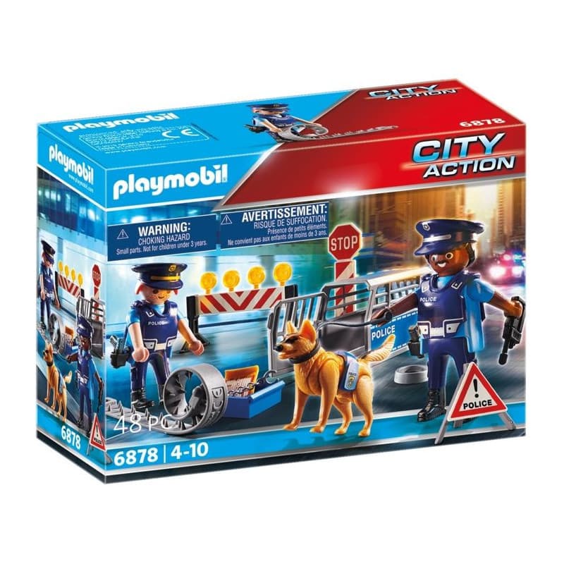 Barrage de Police PLAYMOBIL avec Chien et Accessoires - Image 1