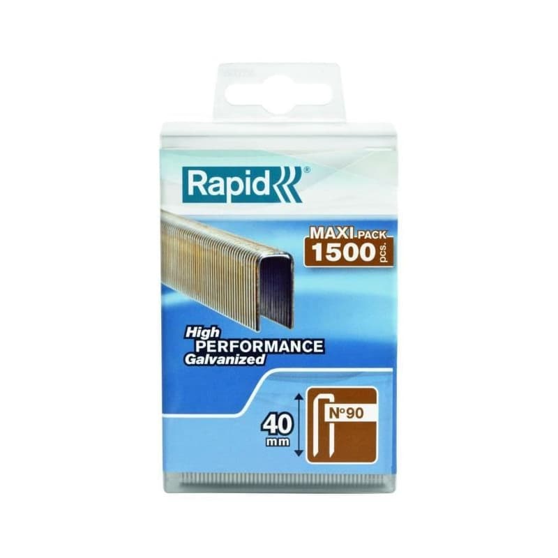 Agrafes galvanisées RAPID 90/40mm - Boîte de 1500 pièces - Image 1