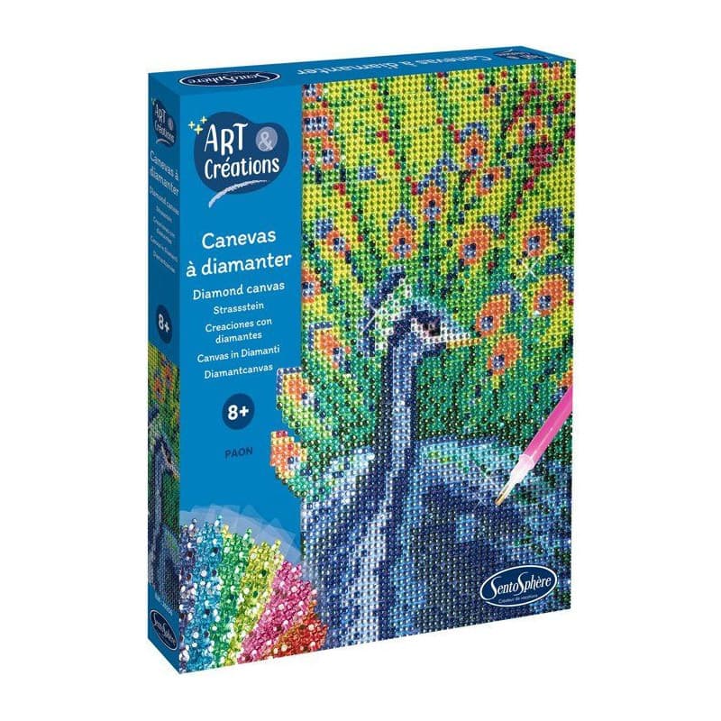 Tableau en Mini Strass - Paon à Créer - SENTOSPHERE - Image 1
