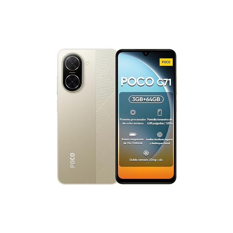 Xiaomi POCO C71 Smartphone 4G, 3 Go + 64 Go, Doré