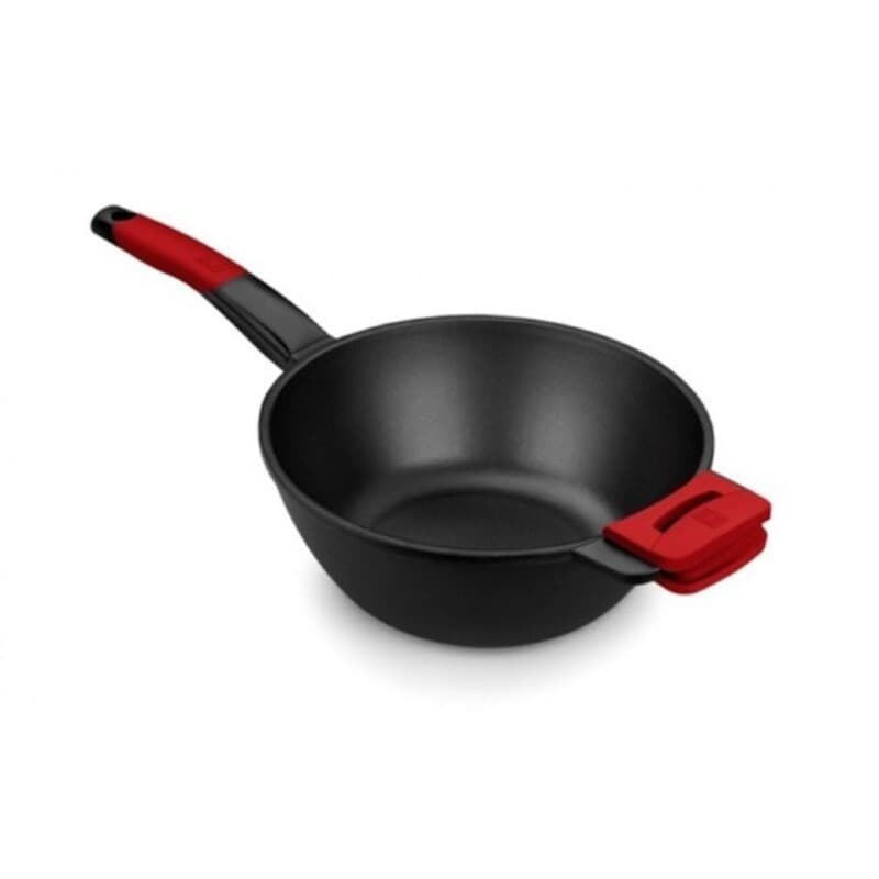 Wok BRA A412028 Rouge/Noir Ø 28 cm Acier inoxydable (1 Unité) (Ø 28 cm) - Image 1