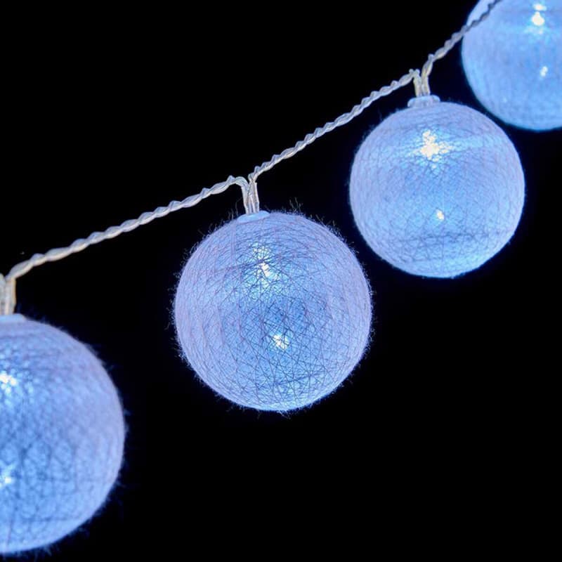 Guirlande de boules LED Ø 6 cm Blanc (2 m) - Image 1