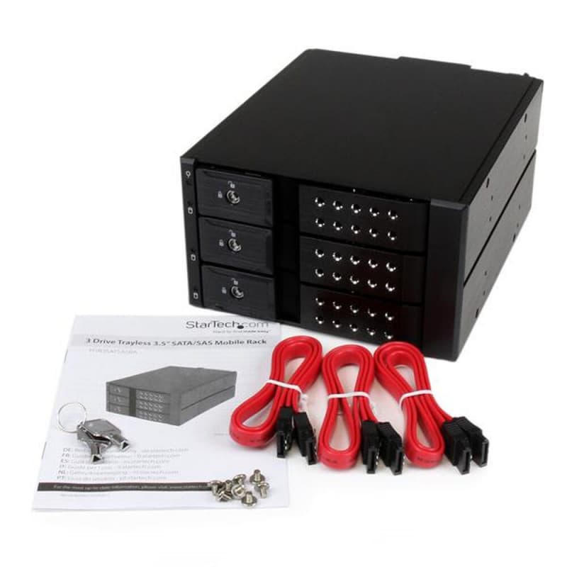 Startech.com Rack Mobile en Aluminum Sans Tiroir pour 3x Disque Dur SAS II/SATA III 6 Gbps - Hot Swap - Image 1