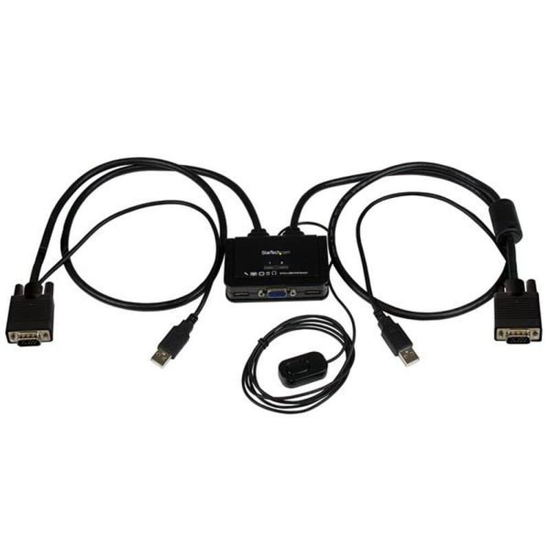 Startech.com Switch KVM USB VGA à 2 ports - Commutateur KVM alimenté par USB avec câbles et commutateur à distance - Image 1