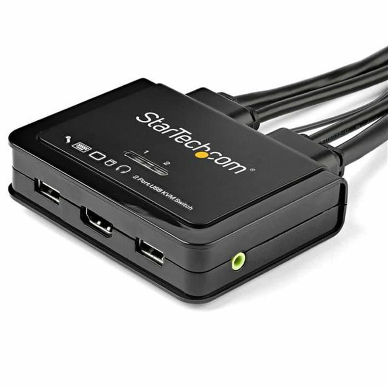 Startech.com Commutateur KVM HDMI à 2 ports avec câbles incorporés - USB 4K 60Hz - Image 1
