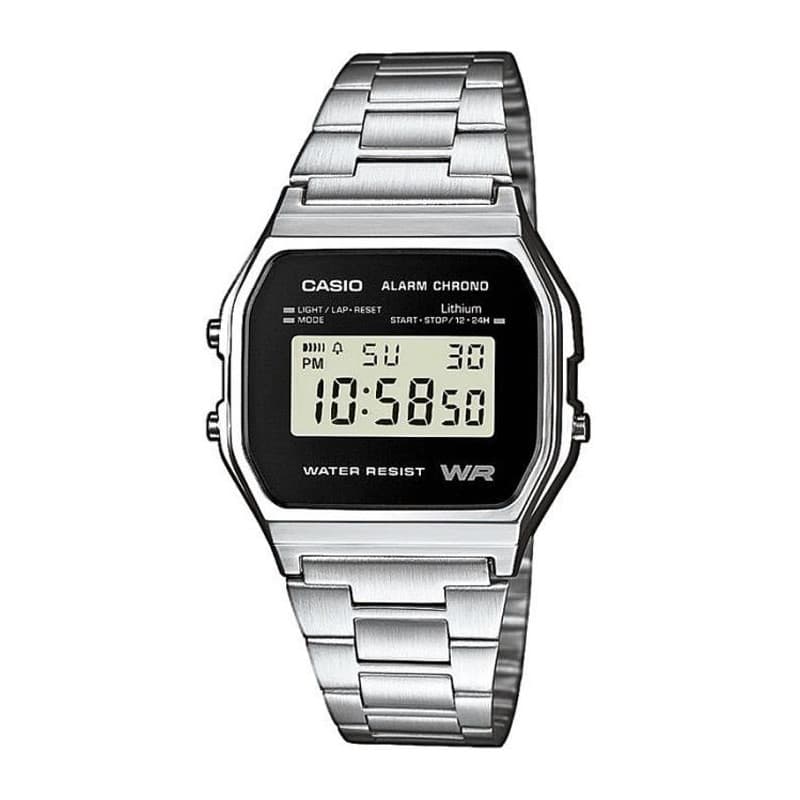 Montre Homme Casio A158WEA-1EF Noir Gris Argenté - Image 1