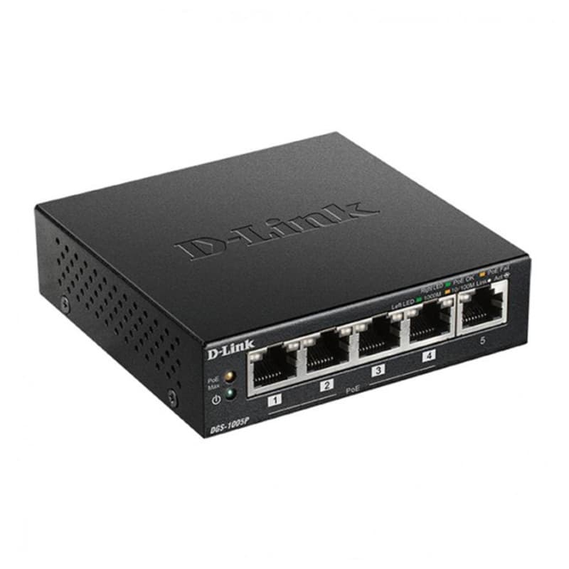 D-Link DGS-1005P Non-géré L2 Gigabit Ethernet (10/100/1000) Connexion Ethernet, supportant l'alimentation via ce port (PoE) Noir - Image 1