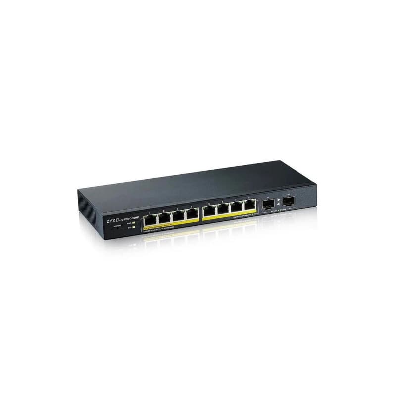 Zyxel GS1900-10HP Géré L2 Gigabit Ethernet (10/100/1000) Connexion Ethernet, supportant l'alimentation via ce port (PoE) Noir - Image 1
