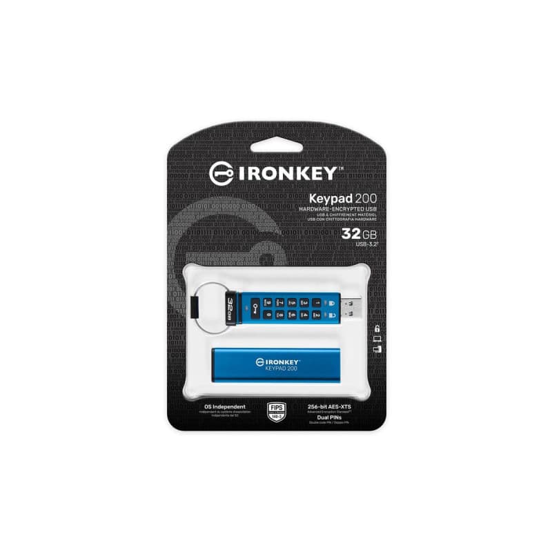 Kingston Technology IronKey Keypad 200 de 32 Go, FIPS 140-3 niveau 3 (en attente), chiffrement AES-256 - Image 1