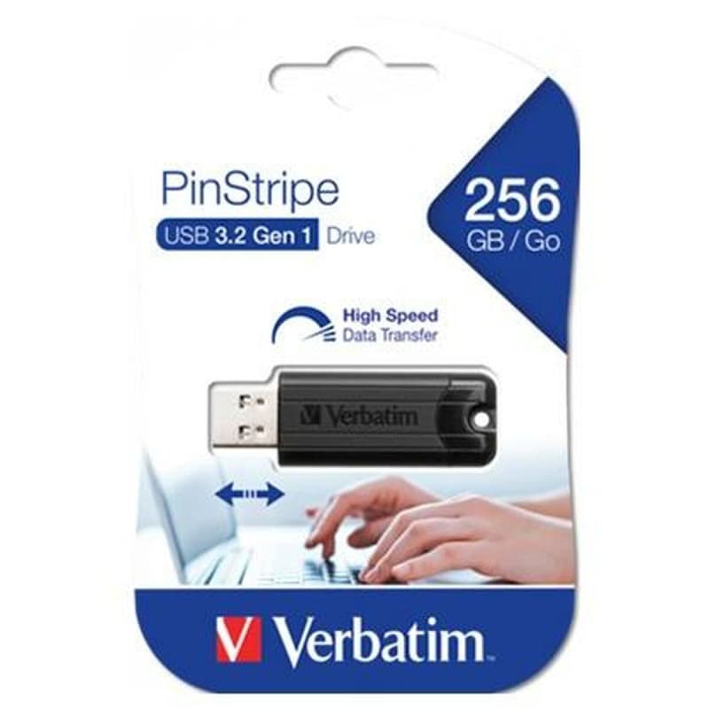 Verbatim Clé USBPinStripe 3.0 de 256 Go - Noire - Image 1