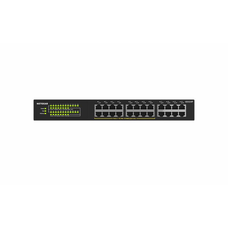 Netgear GS324P Non-géré Gigabit Ethernet (10/100/1000) Connexion Ethernet, supportant l'alimentation via ce port (PoE) 1U Noir - Image 1