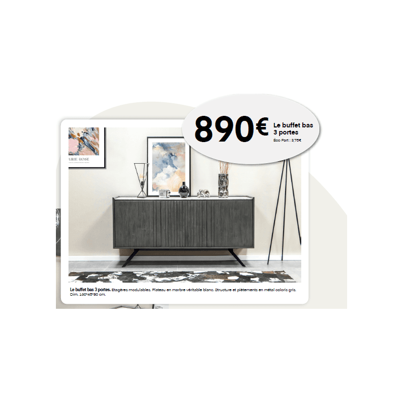 Le buffet bas 3 portes. - Image 1