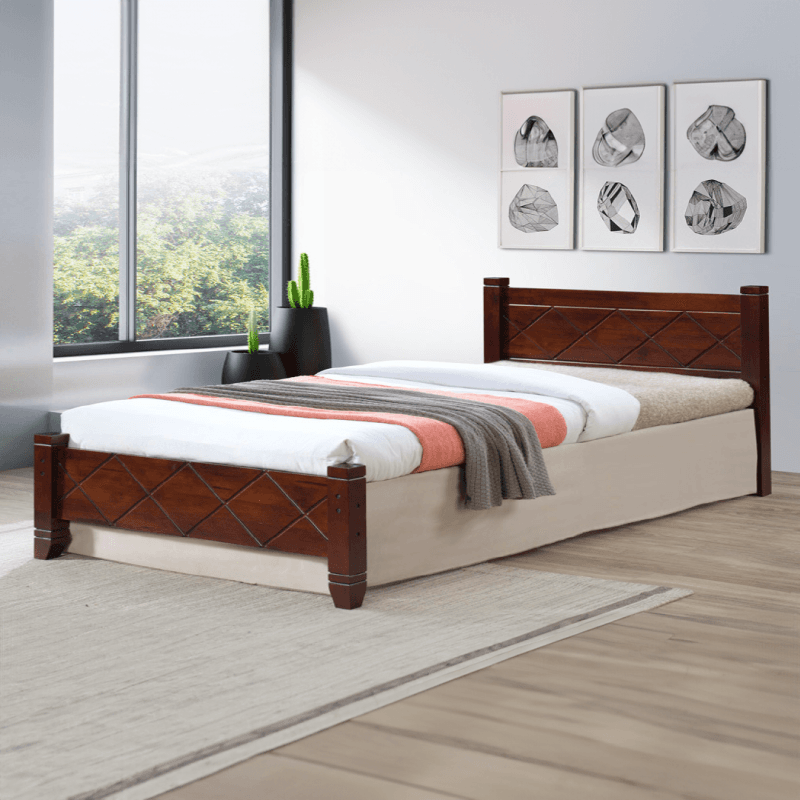 Lit 140 x 190 cm + sommier - Coloris marron foncé - Image 1