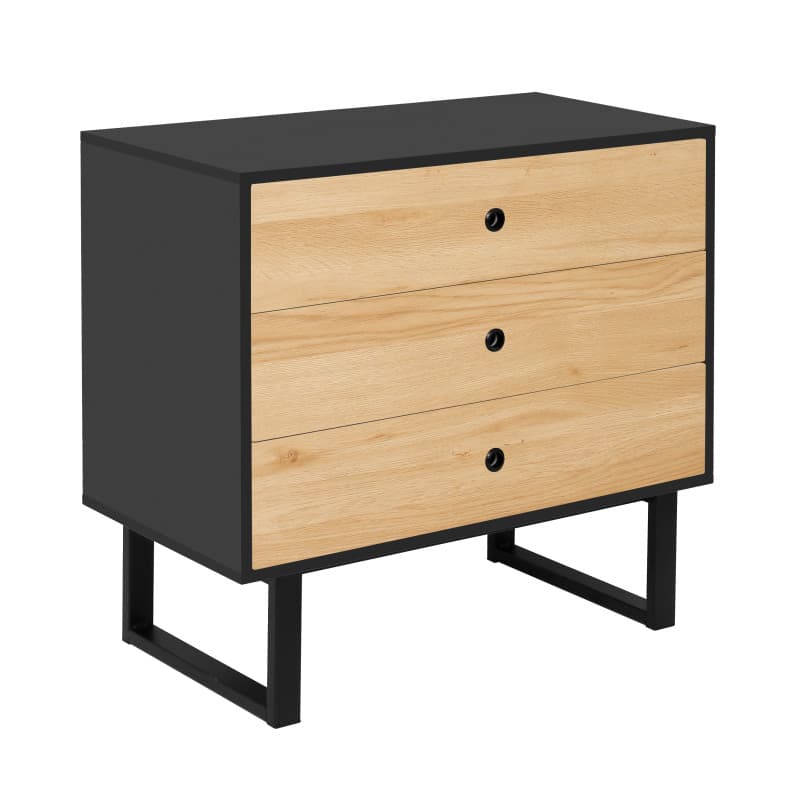Commode 3 tiroirs coloris marron et noir - Image 1